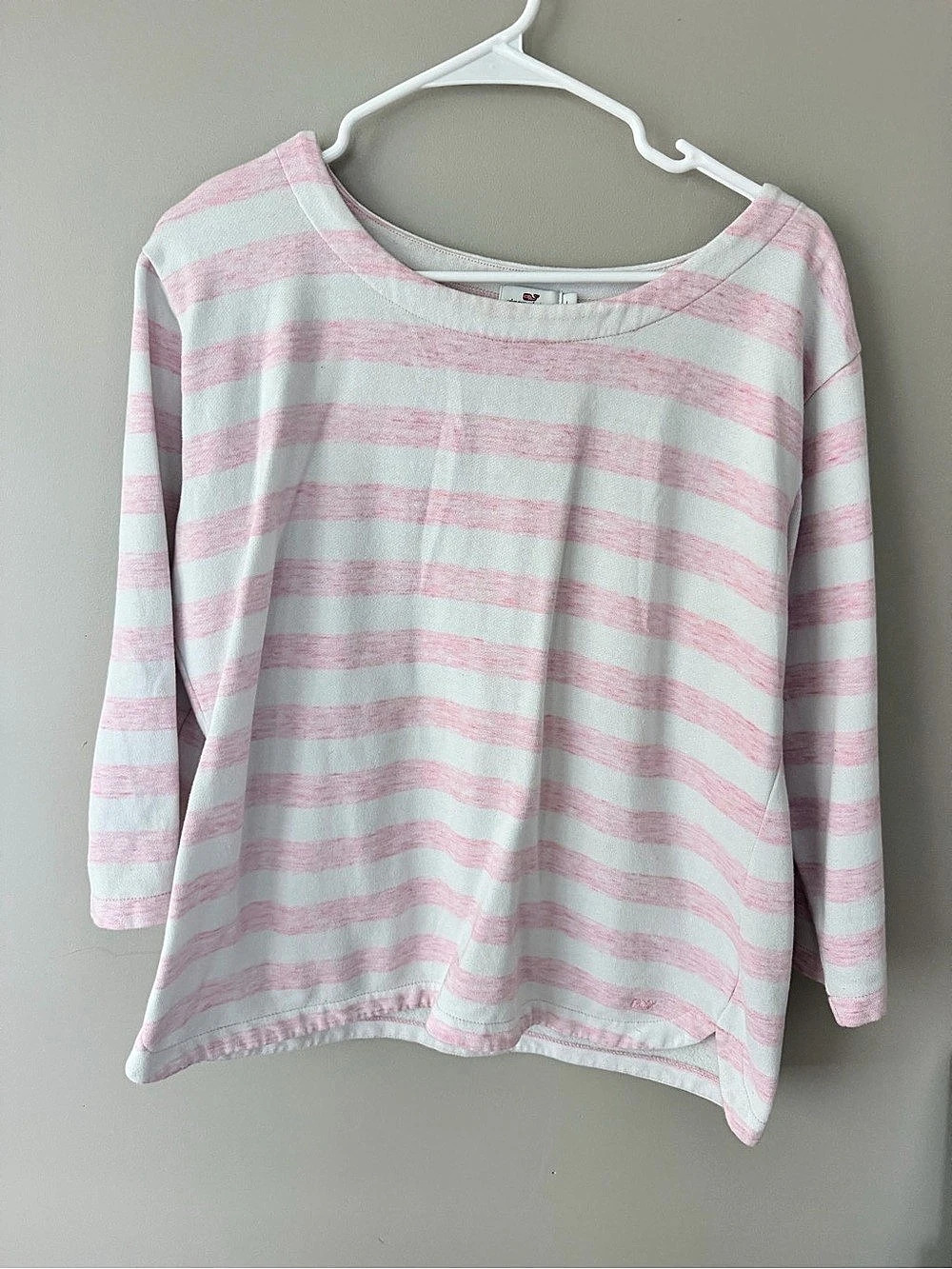 vineyard vines Striped Long Sleeve Top in Pink & White Size Large Like New